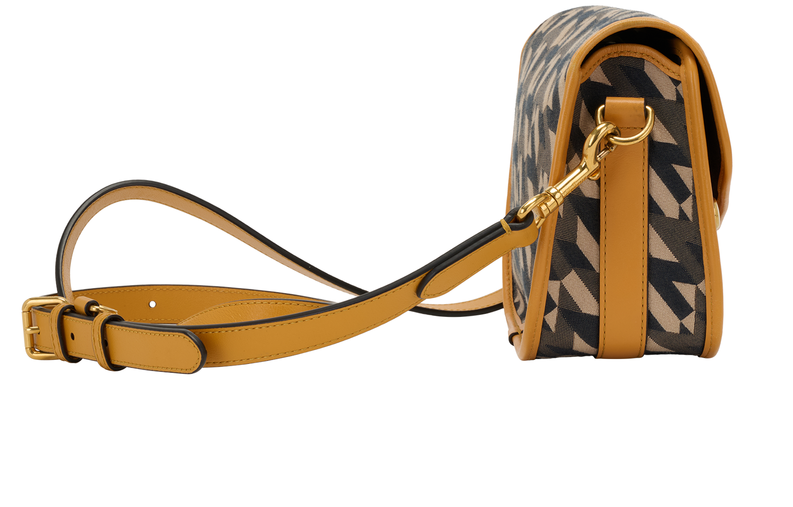 Econyl M Satchel, &pound;320, Handbags, Brown/Yellow, Fabric/Leather, Side view